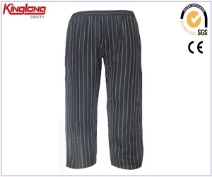 Китай Китай производитель профессиональный поликотон повар брюки форма, черные и белые полосы шеф-брюки на продажу производителя