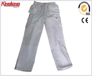 Cina Fornitore di pantaloni da lavoro in cotone bianco 100% Cina, pantaloni cargo multitasche con rinforzo Oxford produttore