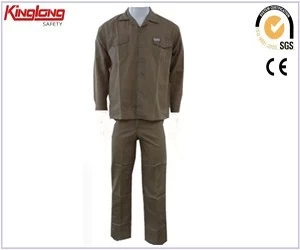 China Cotton mens workwear jacket and pants for sale,Gray color comfortable work suits manufacturer