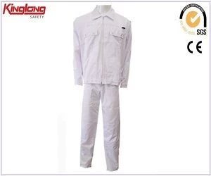 China Comfortabele werkpakken van katoen in witte kleur, fabrikant van werkkleding voor jassen en broeken in China fabrikant