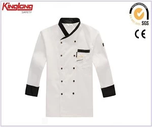 China Preço de fábrica personalizado Jaqueta de chef de gola branca masculina de manga comprida/casaco de chef atacado fabricante