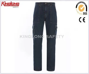 China Customized Cotton Casual Work Uniforms, 6 Pockets Cargo Jeans manufacturer