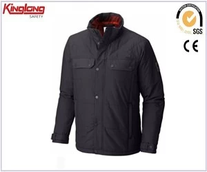 China Preço de jaquetas masculinas de trabalho de inverno cinza escuro, jaqueta térmica de trabalho quente de poliéster para venda fabricante