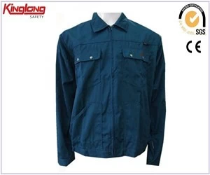 porcelana Chaqueta de trabajo de nuevo diseño azul profundo a la venta, precio de ropa de trabajo de polialgodón para hombre fabricante