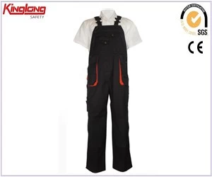 China Durable and functional black bibpant, oxford fabric reinforcement bibpant with brass buttons fabricante