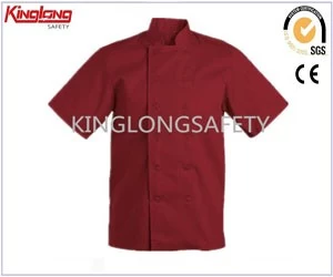 China Moda confortável poliéster casaco de chef de algodão cozinheiro uniforme jaqueta vermelha chef china fornecedor de roupas de trabalho fabricante