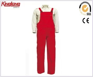 China Fashion design chest pockets with zipper red bibpant, long straight legs advanced material bibpant manufacturer