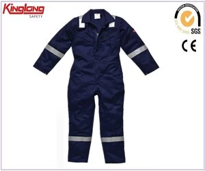 China Fire retardant mens plus size 100%cotton blue coveralls with safety reflective tapes manufacturer