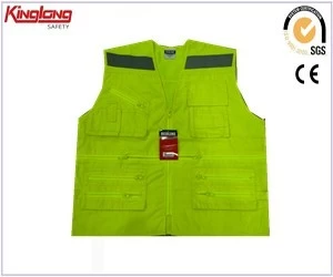 China Fluorescent yellow reflective tapes vest, high visibility good value vest manufacturer
