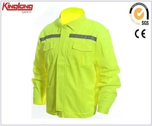 Chiny Fluorescencyjny żółty odblaskowy kombinezon praca, kurtka policji bezpieczeństwa odzież robocza producent