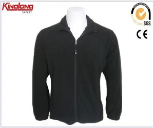 China Full Zipper Long Sleeve Polar Fleece Jacket, Full Zipper Long Sleeve Mens Warm Black Polar Fleece Jacket manufacturer