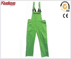 Čína Bavlněné unisex kombinézy s náprsenkou v nové barvě zelené barvy, na prodej vysoce kvalitní kalhoty s náprsenkou výrobce