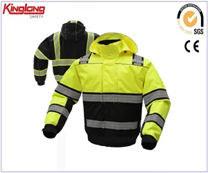 China Guarda de segurança pessoal de trabalho de alta visibilidade Proteção de tráfego Equipamento de segurança amarelo Vestuário de trabalho Jaqueta reflexiva à prova d'água fabricante