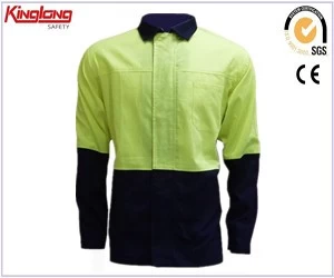 China Hi vis men's working shirt safety hi Vis men's working shirt  fluorescent yellow safety hi Vis men's working shirt manufacturer