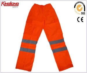 China Oranje werkbroek met hoge zichtbaarheid, Reflecterende oranje werkbroek met hoge zichtbaarheid, CVC-stof Reflecterende oranje werkbroek met hoge zichtbaarheid fabrikant