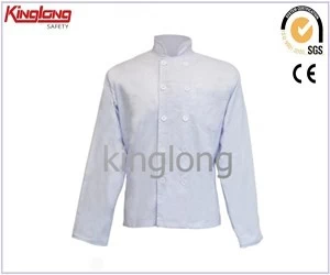 Chiny Modny jednorzędowy czarny płaszcz szefa kuchni z guzikami, płaszcz szefa kuchni z długimi rękawami i kieszonką na piersi producent