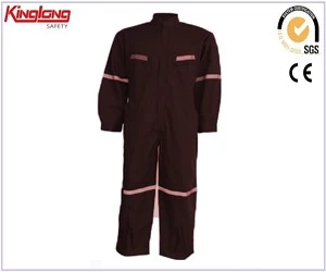 China High quality black chest pockets coverall, long sleeves reflective tapes mens coverall manufacturer