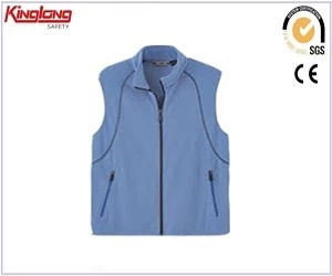 China High quality fashion design no sleeve blue vest, winter warm polar fleece jacket with pockets manufacturer