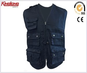 China High quality navy blue mens workwear vest for sale,Brass button working waistcoat china manufacturer manufacturer