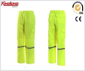 China High visibility reflective tapes yellow pant,side pockets elastic waist pant manufacturer