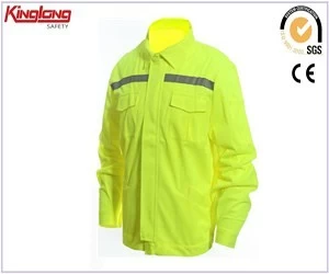 China Hivis reflective tapes fluo yellow jacket, 65%poly35%cotton chest pockets manufacturer