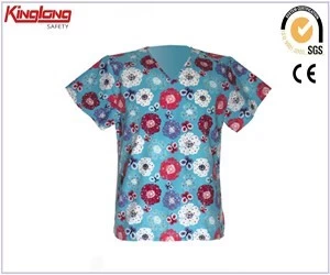China Hospital unfiorm high quality scrubs, fashion design polycotton fabric blue scrubs manufacturer