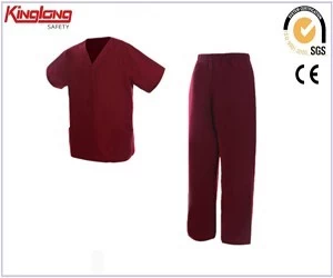 China Hot style unisex side pockets hospital scrubs, v-neckline elastic waist medical scrubs uniform manufacturer