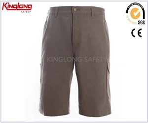 Chiny Khaki / Beżowy Kolor Canvas Spodenki, Czarny Połączenie z pętlą na guzik Cargo Shorts producent