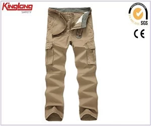 China Khaki mens pure cotton cargo pants for work clothes for men manufacturer