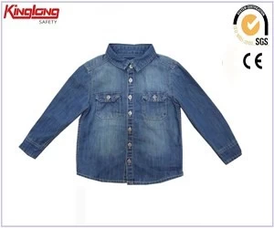 China Kids wear denim fabric top shirt,Comfortable free size high quality children denim shirt manufacturer