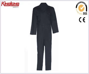 China Long sleeves elastic waist coverall, mens high quality black coverall manufacturer