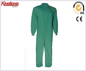 Chiny Long sleeves mens high quality coverall,long zipper green coverall with chest pocket producent
