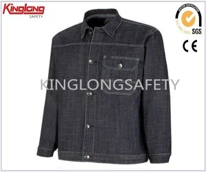 Κίνα Man 100% Cotton Denim Work Jacket Factory, Denim Worker Uniform Κίνα Προμηθευτής κατασκευαστής
