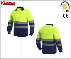 الصين ملابس السلامة العاكسة الصفراء الفلورية للرجال ، قميص بولو أصفر عاكس للسلامة الصناعية الصانع