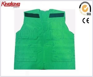 China Mens work clothing hot design vest price,High quality polyester cotton fabric work vest manufacturer