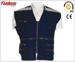China Multi Pocket 100% polyester vest, reflecterend veiligheidsvest voor olie- / benzinestation gemaakt in China fabrikant
