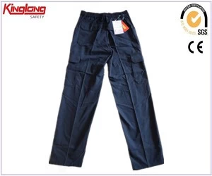 Chiny Wielu Kieszenie czarne spodnie robocze Bawełna, kieszenie BHP Wielu czarne bawełniane spodnie robocze producent