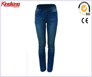 An tSín Teacht nua jeans pócaí taobh faiseanta, pócaí cromáin waist leaisteacha jeans gorm déantóir