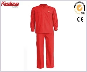 China New design mens high quality coverall, fashion design polycotton fabric red coverall manufacturer