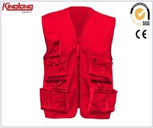 China New design mens high quality vest, fashion design polycotton fabric red vest manufacturer