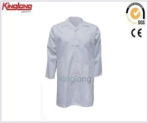 China New fashion protective safety white lab coat, 65%poly35%cotton fabric water proof lab coat manufacturer