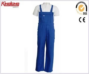 China New style  high quality mens blue bibpant, safety polycotton elasti waist bibpant manufacturer