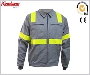 China New style reflective tapes grey shirt , long sleeves high quality shirt with custom logo manufacturer