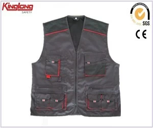 China New type mulit pocket men's workwear vest,Grey color easy clean vest china manufacturer manufacturer