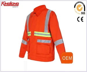 Китай Униформа сварщика горнодобывающей промышленности ОЭМ оранжевая привет видимая отражательная, куртка отражательной чистки работая производителя