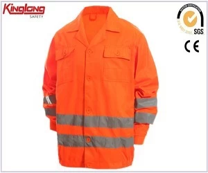 Čína Oranžová fluorescenční reflexní pracovní uniforma, prodyšný vysoce viditelný pracovní oblek výrobce