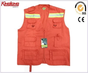 China Orange Reflective Vest, Back Pocket Big Orange Reflective Vest, Poplin Fabric Big Back Pocket Orange Reflective Vest manufacturer