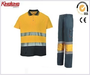 China Orange color mens cotton hi vis workwear suits,High quality shirts and pants for sale manufacturer
