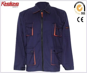 China Jaquetas de trabalho de tecido TC para uso externo, jaquetas de segurança de polialgodão no atacado fabricante