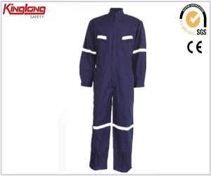 China Fábrica de uniformes de macacão poplin, macacão de trabalhador com fitas reflexivas de 5cm fabricante